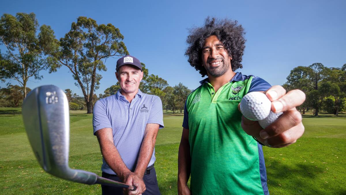 Matt Millar and Sia Soliola have joined forces to host a golf day in April. Picture by Sitthixay Ditthavong