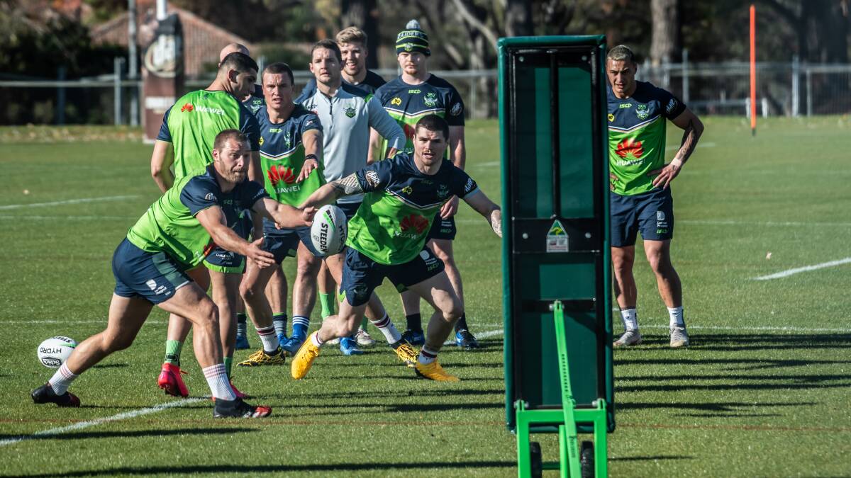 Back to work: The Raiders restarted training on Wednesday morning. Picture: Karleen Minney