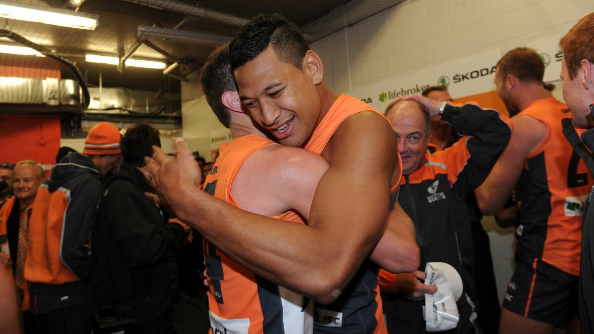 Israel Folau and the GWS Giants won their first game in Canberra. Picture: Graham Tidy