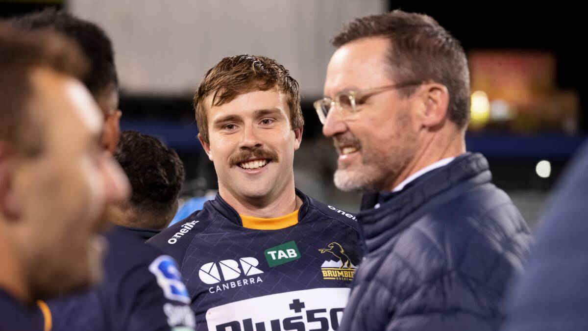 Mack Hansen and Dan McKellar during their time at the Brumbies. Picture Sitthixay Ditthavong