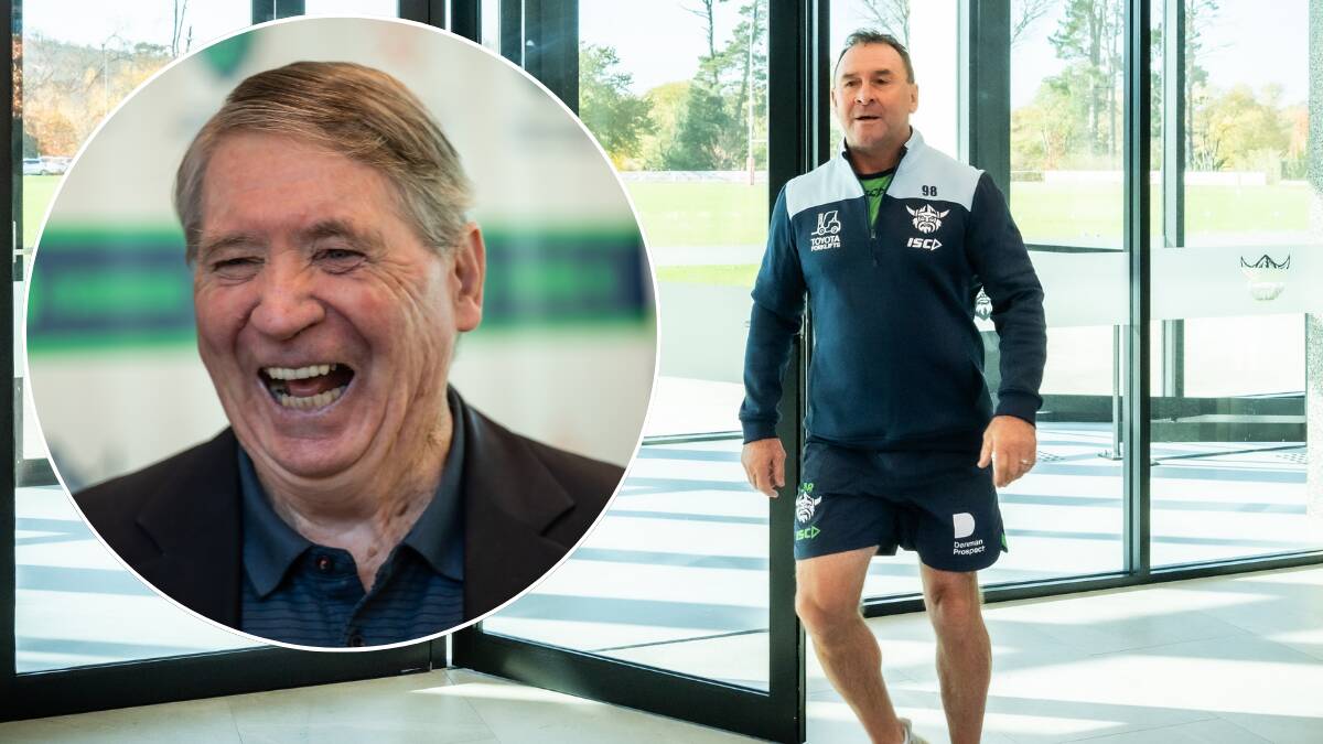 Raiders chairman Dennis Richardson, inset, instigated contract negotiations to re-sign Ricky Stuart. Pictures by Karleen Minney