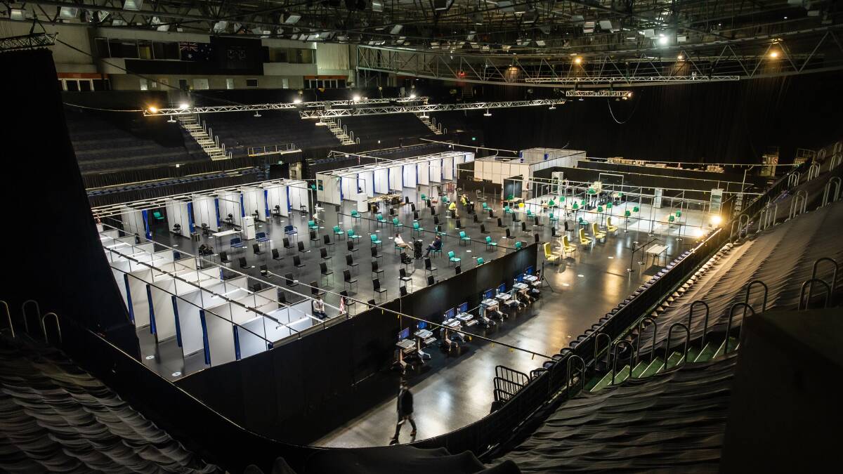 The AIS Arena was turned into a COVID vaccine hub despite being closed for events and sport. Picture by Karleen Minney