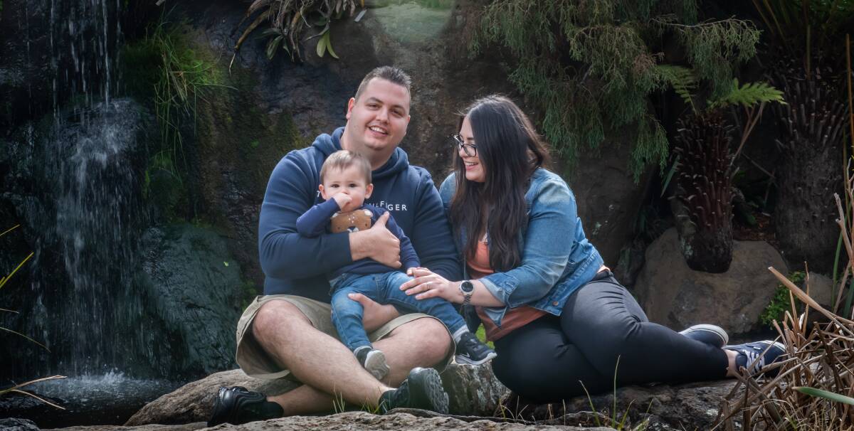Stacy Otero and Vlad Diaconu, pictured with one-year-old son Matteo, have rescheduled their wedding four times. Picture: Karleen Minney