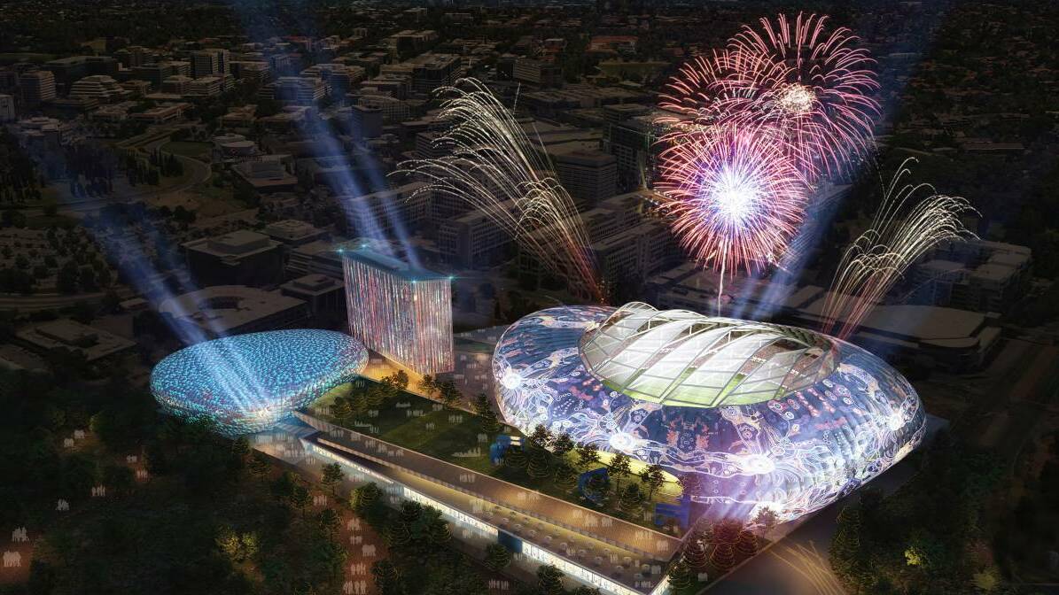 An artist's impression of what a new stadium in Civic could look like.
