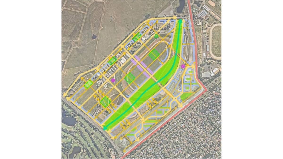 A Thoroughbred Park redevelopment option that would consider putting in green space where the race course is. Picture supplied