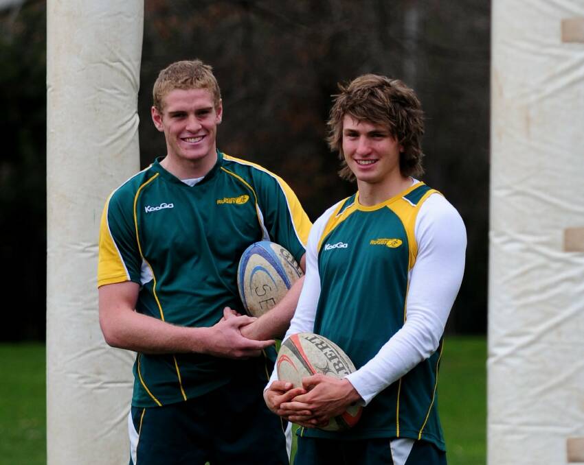 Tom Cusack and Lewis Holland training together in Canberra in 2010. Picture: Karleen Minney