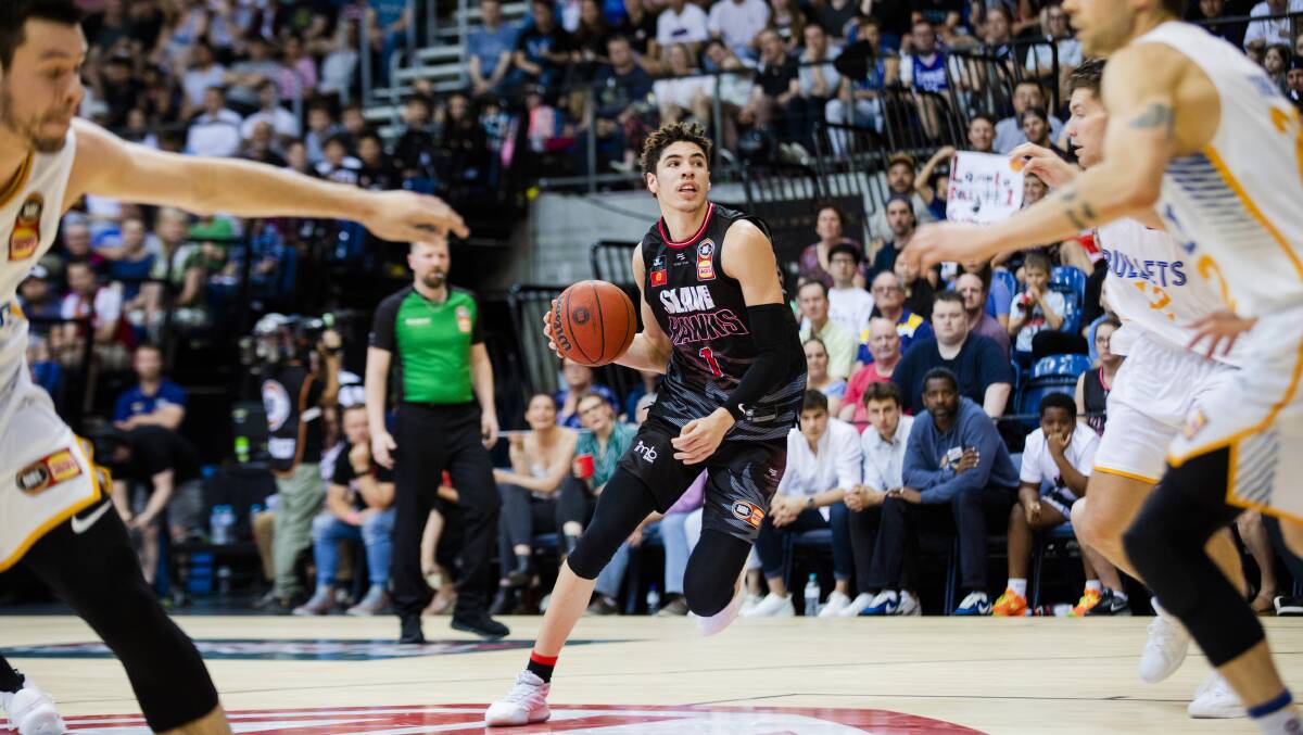 Lamelo Ball played for the Hawks at the AIS Arena. Picture by Jamila Toderas
