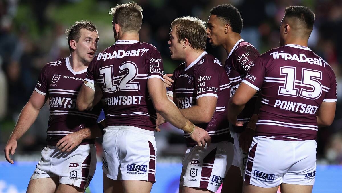 Lachlan Croker, left, says Manly can still win despite being decimated by injuries. Picture: Getty Images