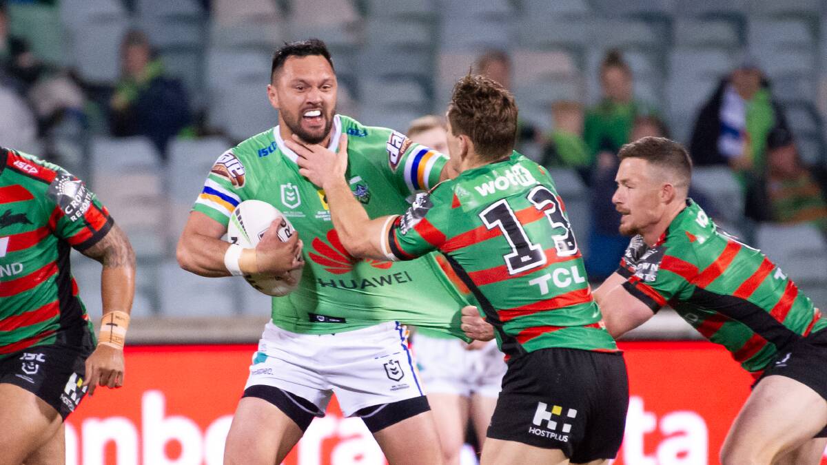 Jordan Rapana moved to the right wing after being named in the centres for the Rabbitohs clash. Picture: Elesa Kurtz