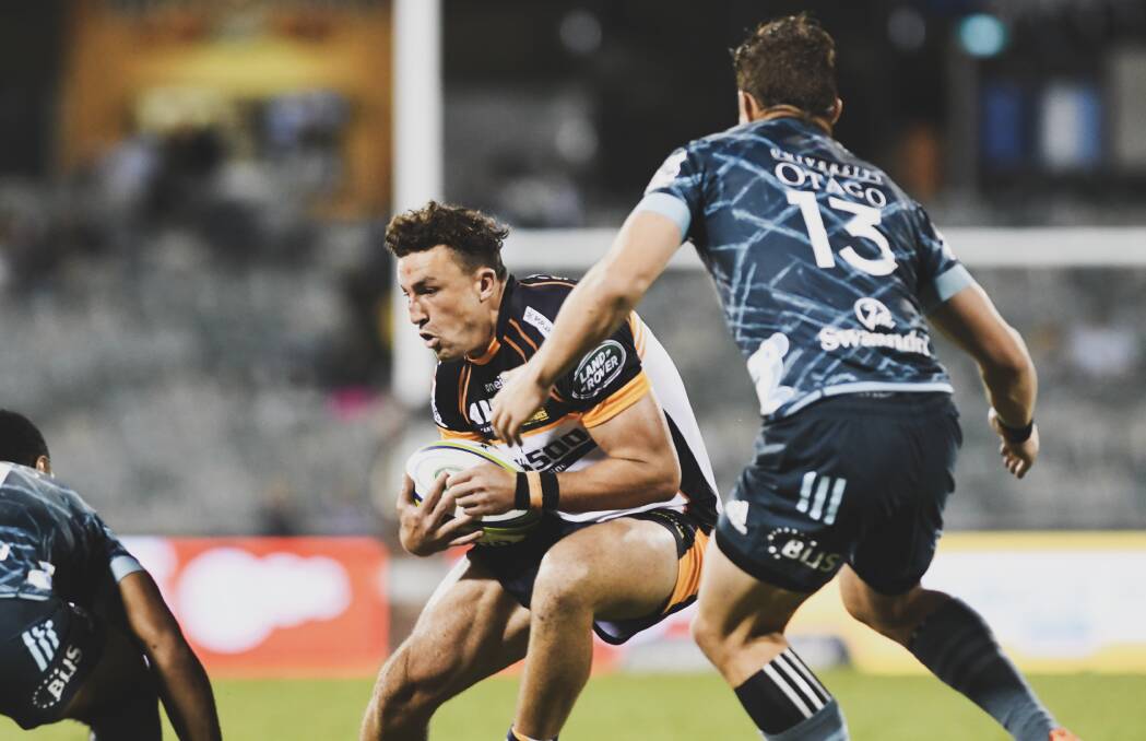 Tom Banks was hit high in the second half against the Highlanders. Picture: Dion Georgopoulos