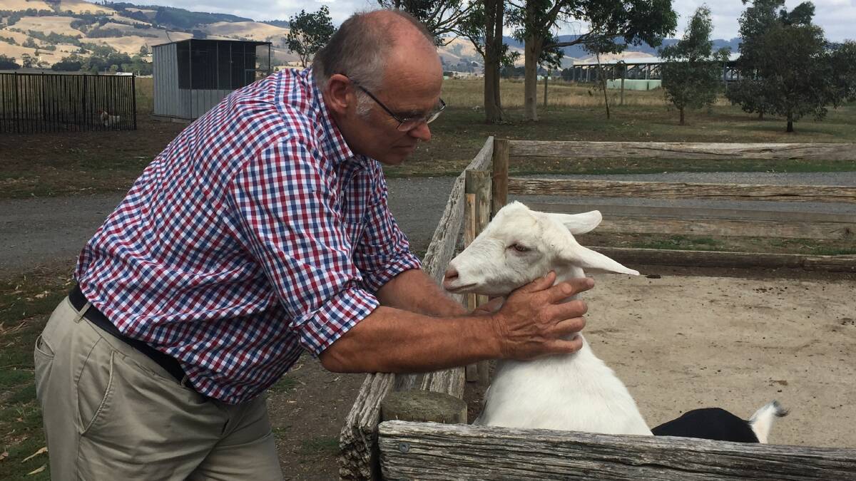 Gippy Goat Cafe owner John Gommans on his Yarragon property. Photo by Peter Kostos.