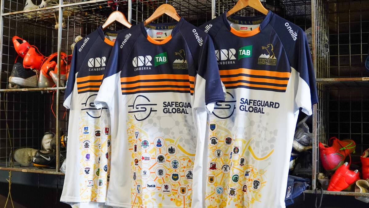The ACT Brumbies will run out in the team's first DNA jersey on Saturday night. Picture ACT Brumbies Media