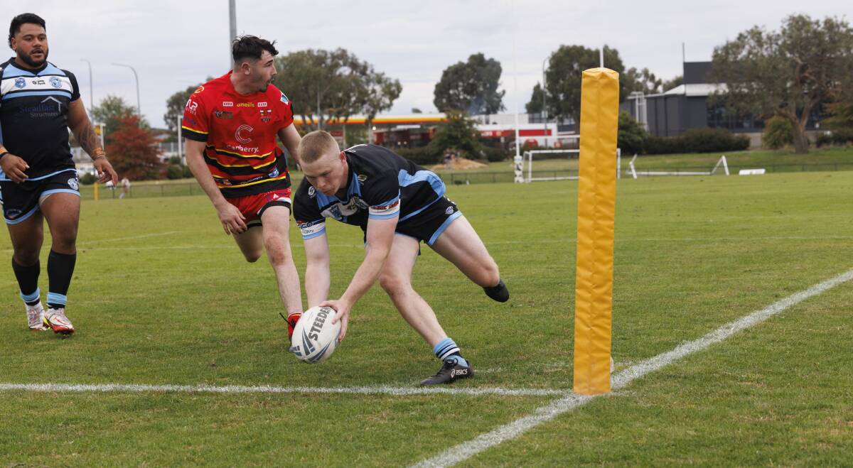Belconnen's Darcy Leadbitter scores a try. Picture by Keegan Carroll