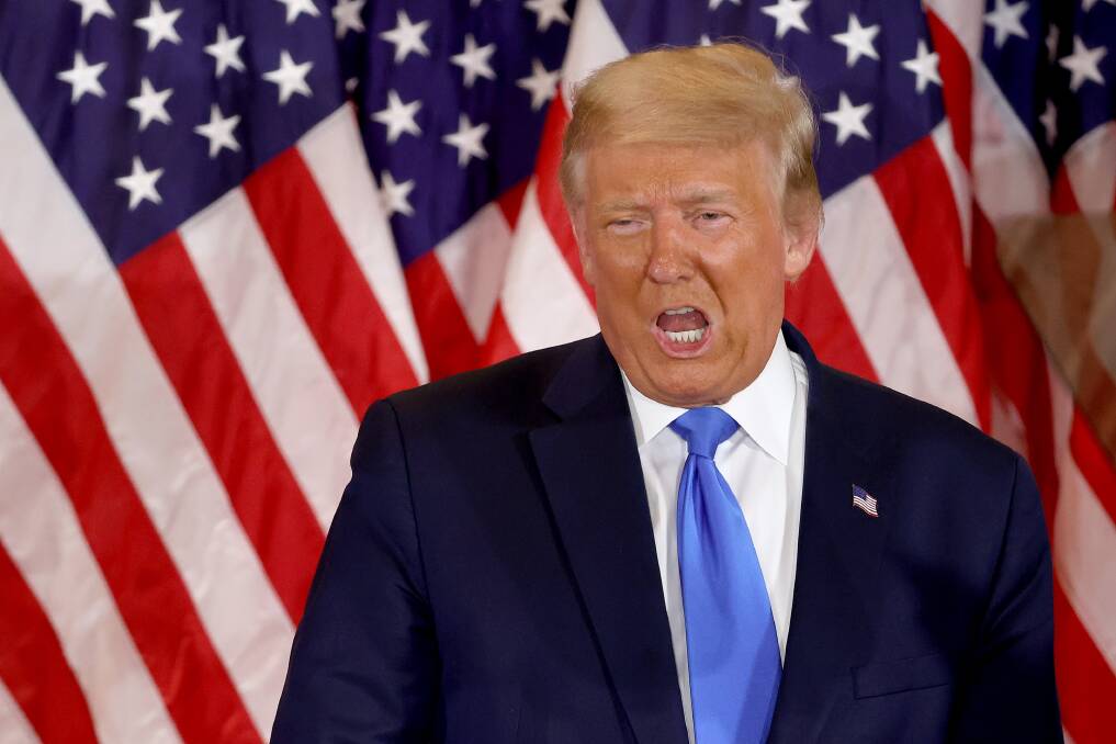 The tone and content of Donald Trump's late-election night press conference strongly suggests that even though he was claiming victory he was far from confident. Picture: Getty Images
