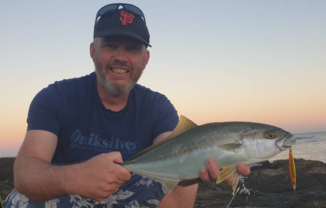 Warm current and bait equals great land-based fishing for species like kingfish.