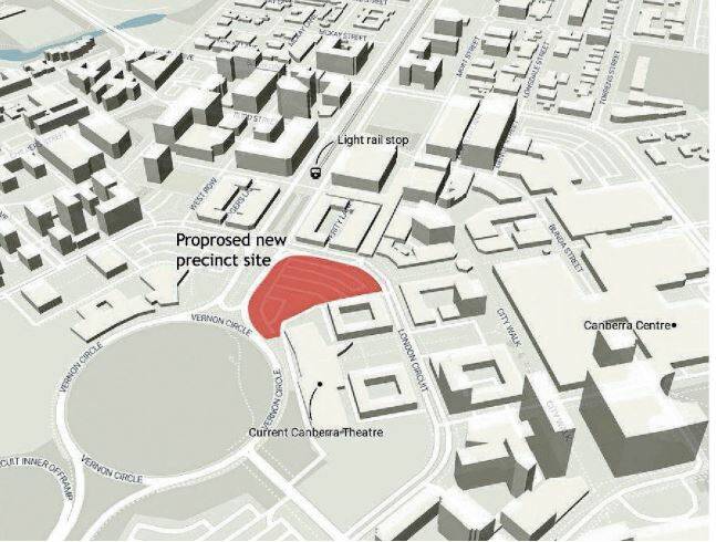 A 3D map showing the site of the proposed new theatre precinct. Picture: Supplied
