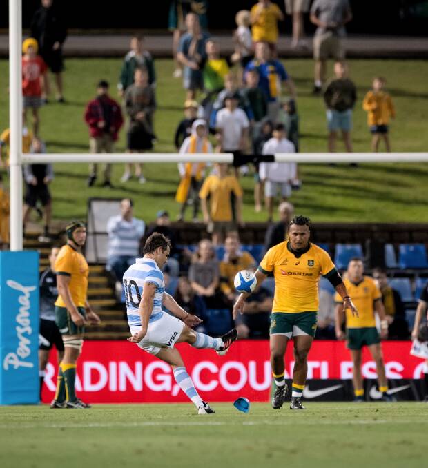 Nicolas Sanchez kicks a penalty goal againt the Wallabies last week. Some say the glut of penalty goals are killing rugby, but there's a bigger reason why fans are turning away. Picture: Getty Images