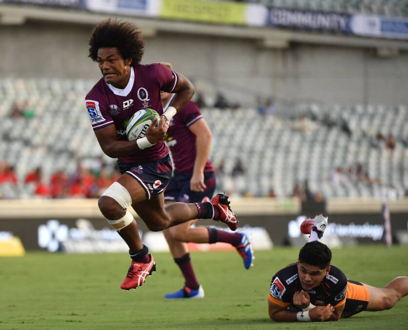 Reds winger Henry Speight ran in a try against his old side at Canberra Stadium on Friday night. Picture: AAP
