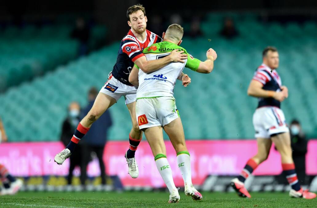 George Williams was the victim of a late high shot from Luke Keary in round 10. Picture: NRL Imagery