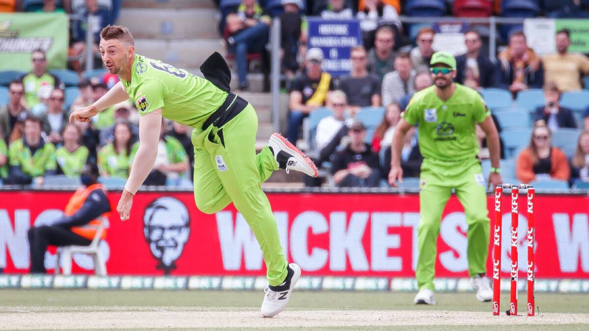 Sydney Thunder bowler Daniel Sams, fresh off his Australian debut, took 2-24 off three overs. Picture: Sitthixay Ditthavong