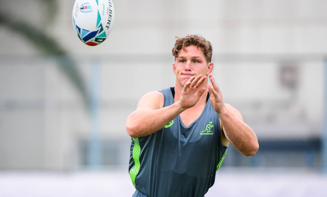 Skipper Michael Hooper trains in Oita prior to the Rugby World Cup quarter-final against England. Picture: Rugby AU Media/Stuart Walmsley