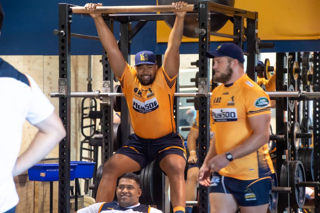 Folau Fainga'a was all smiles at Brumbies training this week. Picture: Karleen Minney