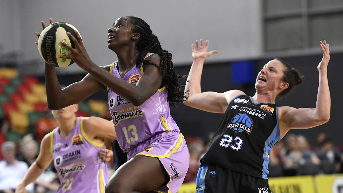 Former Capital Eziyoda Magbegor was unstoppable at times on Wednesday, finishing with 20 points, 11 rebounds and four blocks. Picture: Getty Images