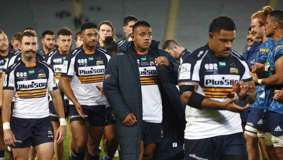 Brumbies captain Allan Alaalatoa's 100th game didn't go to plan. Picture: Getty Images