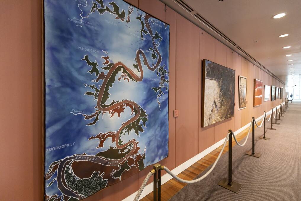 Some of the Indigenous artwork on display at Parliament House. Picture: Sitthixay Ditthavong