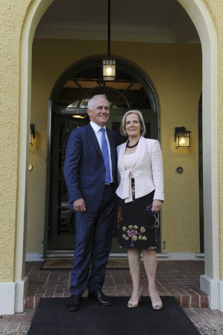 Malcolm and Lucy Turnbull moving into the Lodge in January 2016. He says he wishes he could have stayed in his Kingston apartment. Picture: Graham Tidy