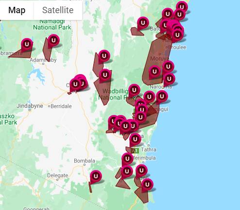 Power outages along the South Coast. Picture: Essential Energy