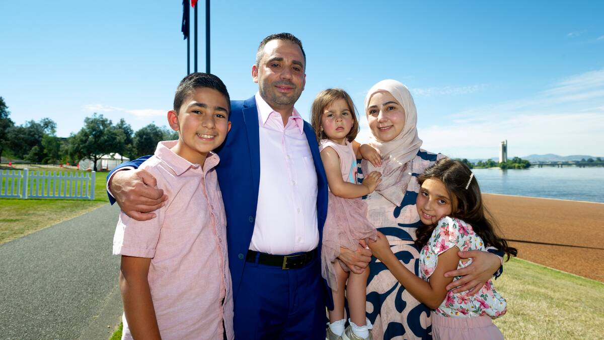 The Halawani family from Lebanon at Australia Day 2023 Citizenship Ceremony at Rond Terrace. Picture by Elesa Kurtz
