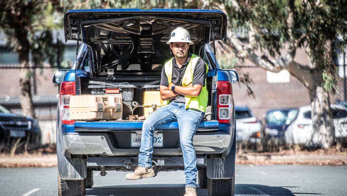 Alex Coleman, project manager at Advanced Plumbing and Drains, at the abandoned Belconnen Markets building site. Picture by Karleen Minney