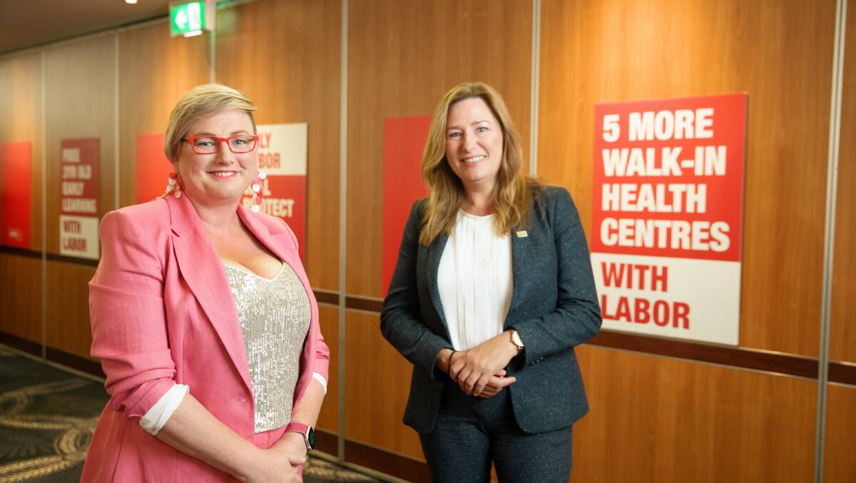Bec Cody and Yvette Berry at the Canberra Labor Club. Picture: Sitthixay Ditthavong