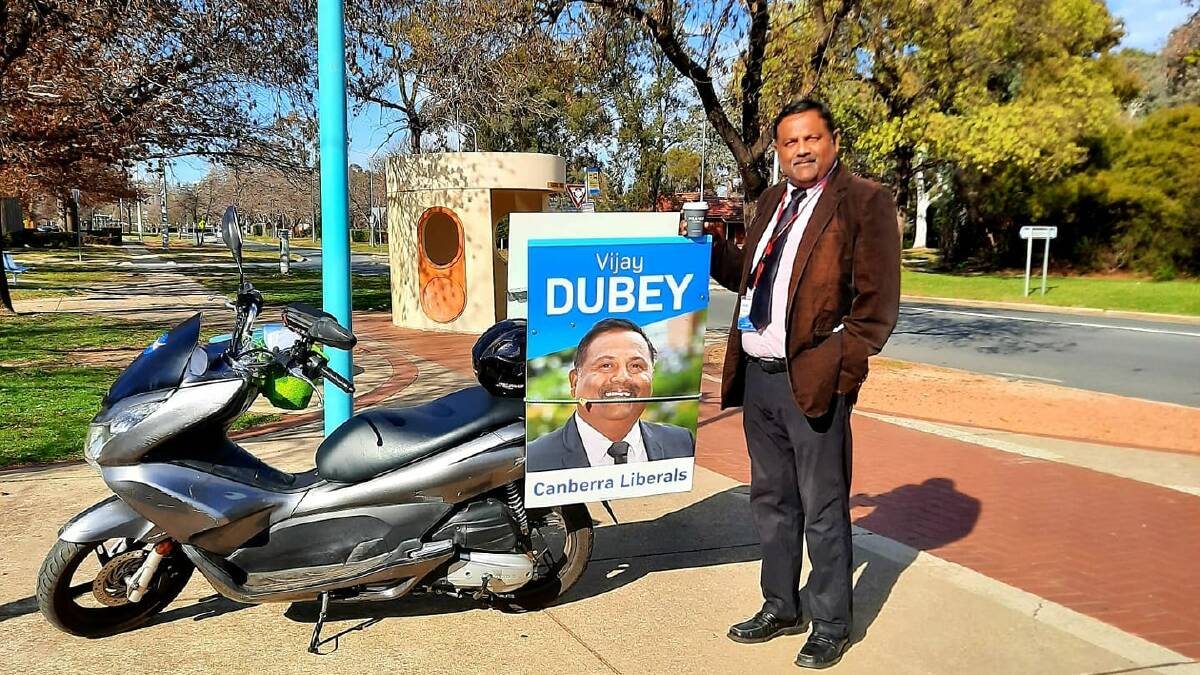 Canberra Liberals announced this week Kurrajong candidate Vijay Dubey had withdrawn from this year's election. Picture: Facebook
