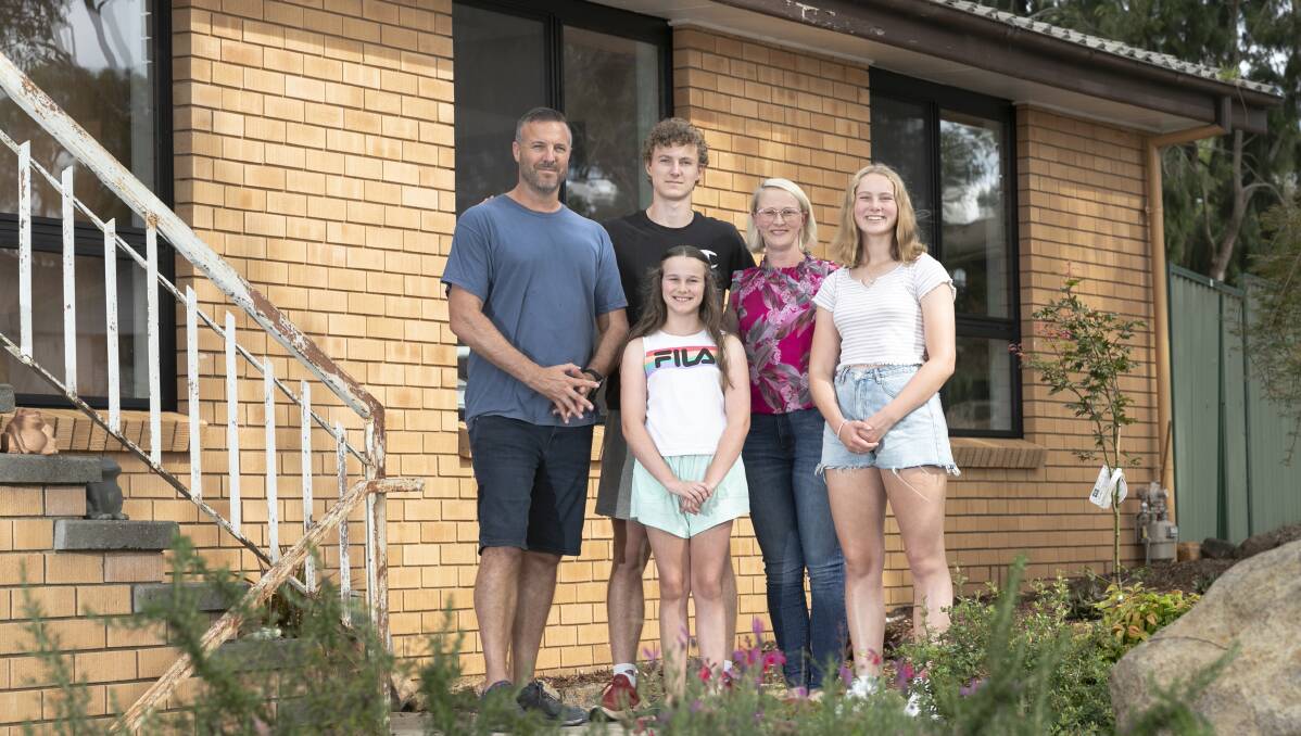 Emily and Jeff Steinacker and their children Noah, 16, Sophie, 10, and Maddie, 15, are preparing for Term 1. Picture: Keegan Carroll