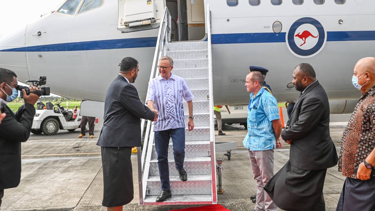 Anthony Albanese arrives at the Pacific Islands Forum. Picture Getty Images 