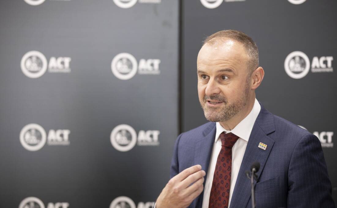 ACT Chief Minister Andrew Barr announcing the territory's 'economic survival package' earlier this month. Picture: Sitthixay Ditthavong
