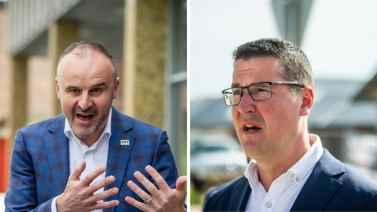 ACT Liberals Senate candidate Zed Seselja (right) has taken aim at ACT Chief Minister Andrew Barr through the federal election campaign. Pictures: Karleen Minney 