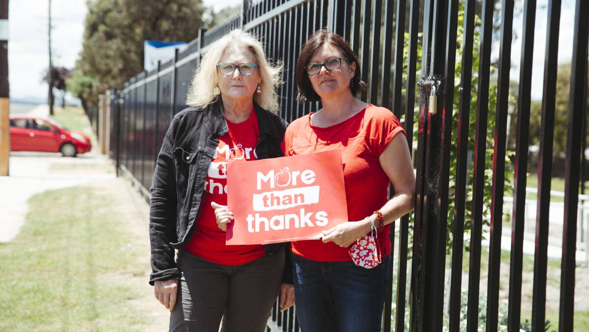 Kelly Bowman and Wendy Leed of the NSW Teachers Federation at Karabar High School. Picture: Dion Georgopoulos