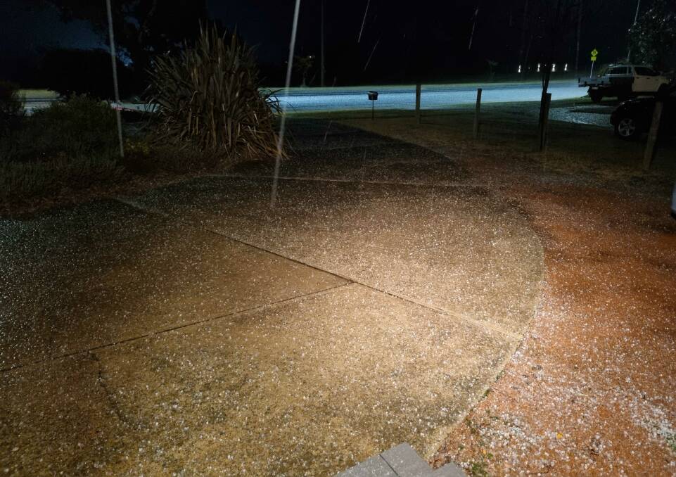 Hail was falling in Holt on Tuesday night. Picture: Supplied