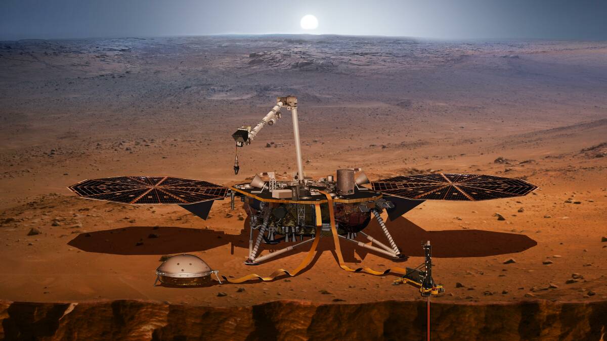 This artist's concept of the InSight lander, its sensors, cameras and instruments. Picture NASA/JPL-Caltech

