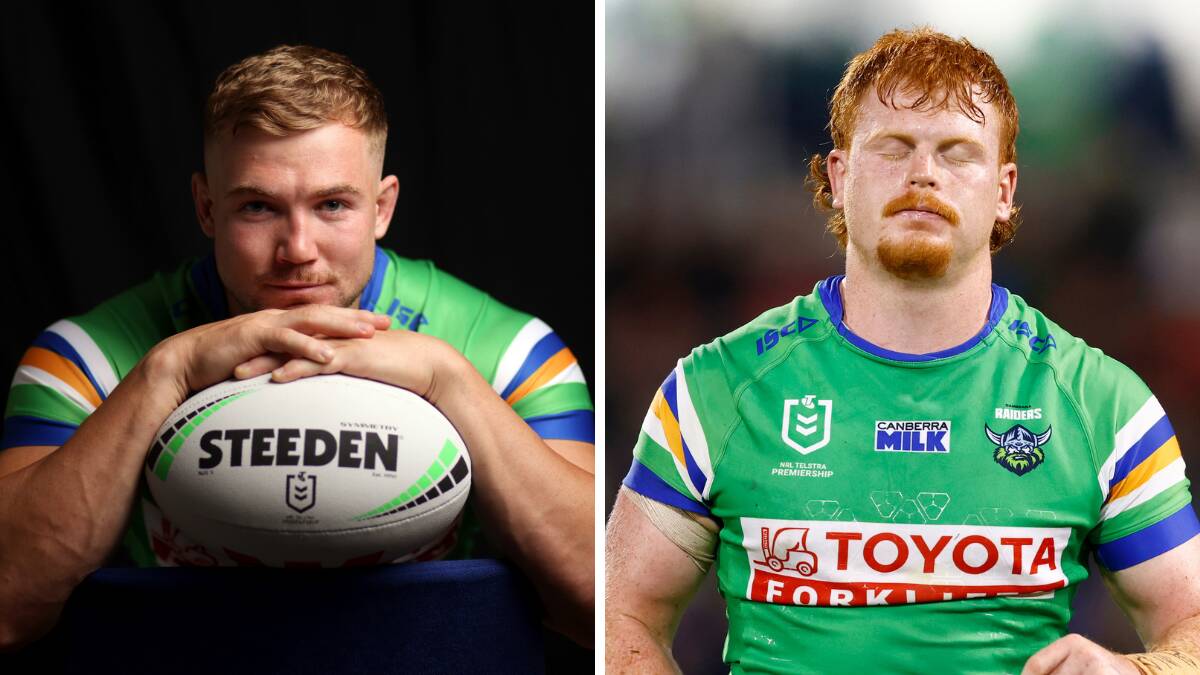 Hudson Young, left, is poised for a NSW Origin debut, while his Queenslander compadre Corey Horsburgh will have to wait. Pictures by James Croucher, Keegan Carroll