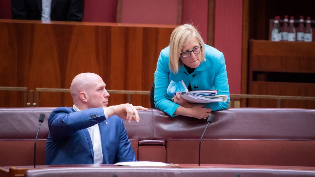 Independent ACT senator David Pocock with Finance Minister Katy Gallagher. Picture by Karleen Minney