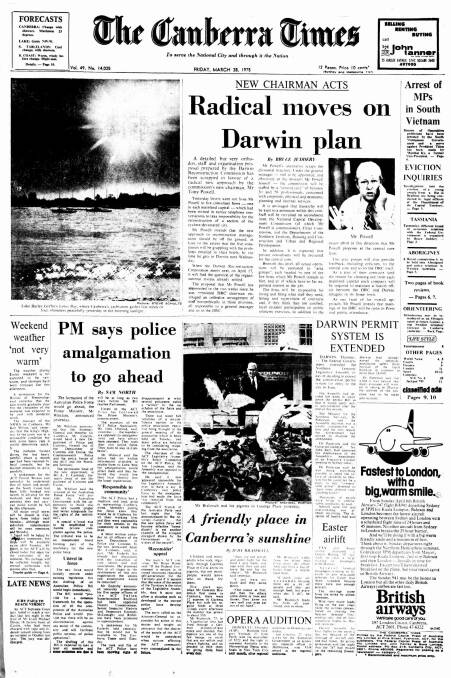 The Canberra Times front page on March 28, 1975.