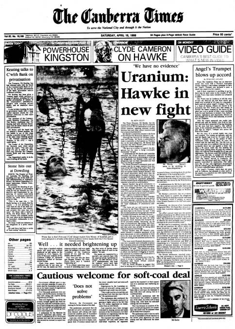The Canberra times front page for April 16, 1988.