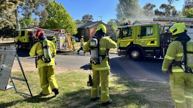 ACT firefighters on the scene of a house fire in Higgins. Picture: Supplied