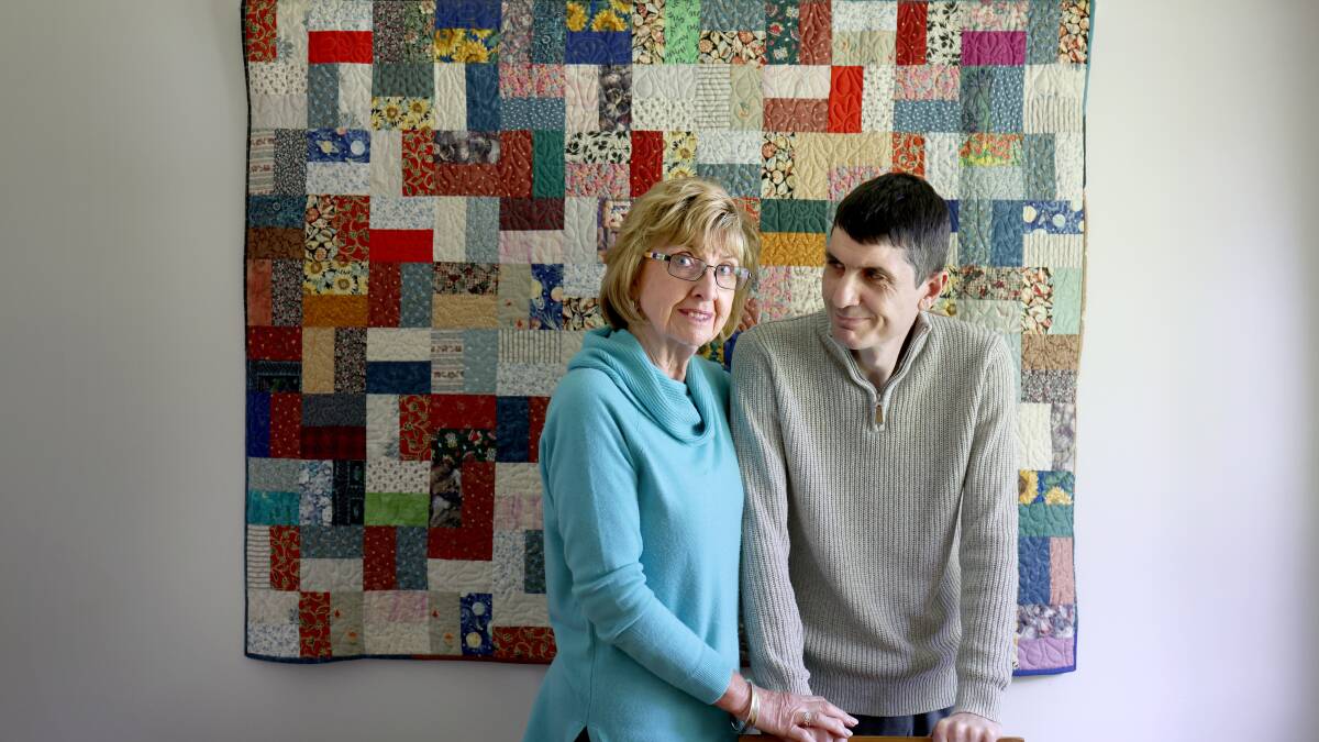 Sherry McArdle-English with her son Marcus English in his home in Monash. Picture by James Croucher