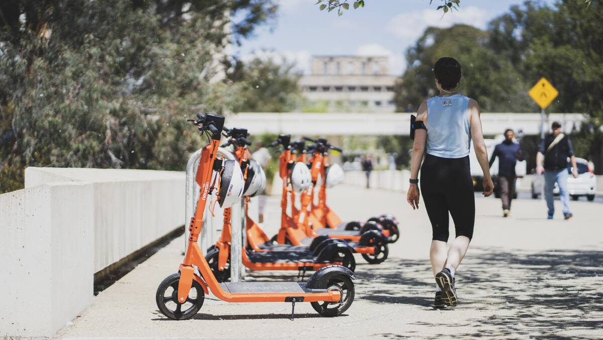 ACT Policing cracked down on e-scooters related offenses during the holiday period. Picture: Dion Georgopoulos