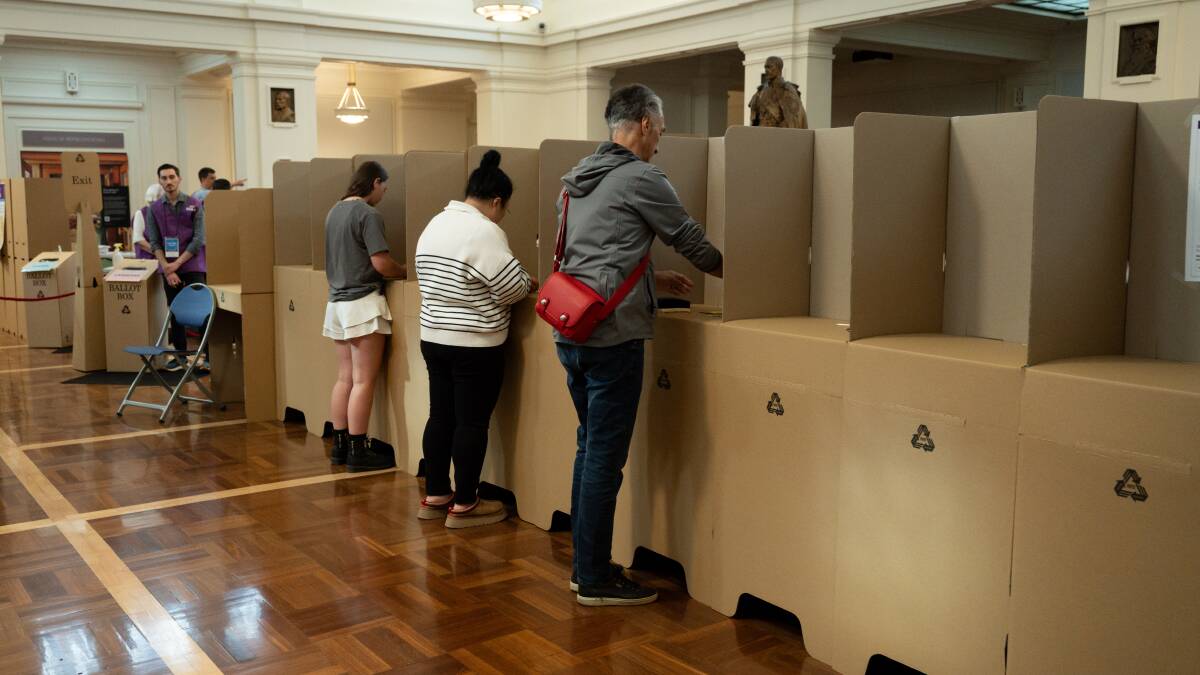 People voting in the Voice referendum at Old Parliament House. Picture by Elesa Kurtz
